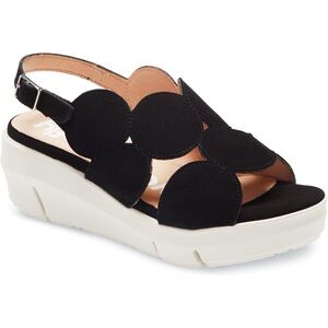 Wonders Fly Black Suede Leather Platform Sandals D-8120 Size 41